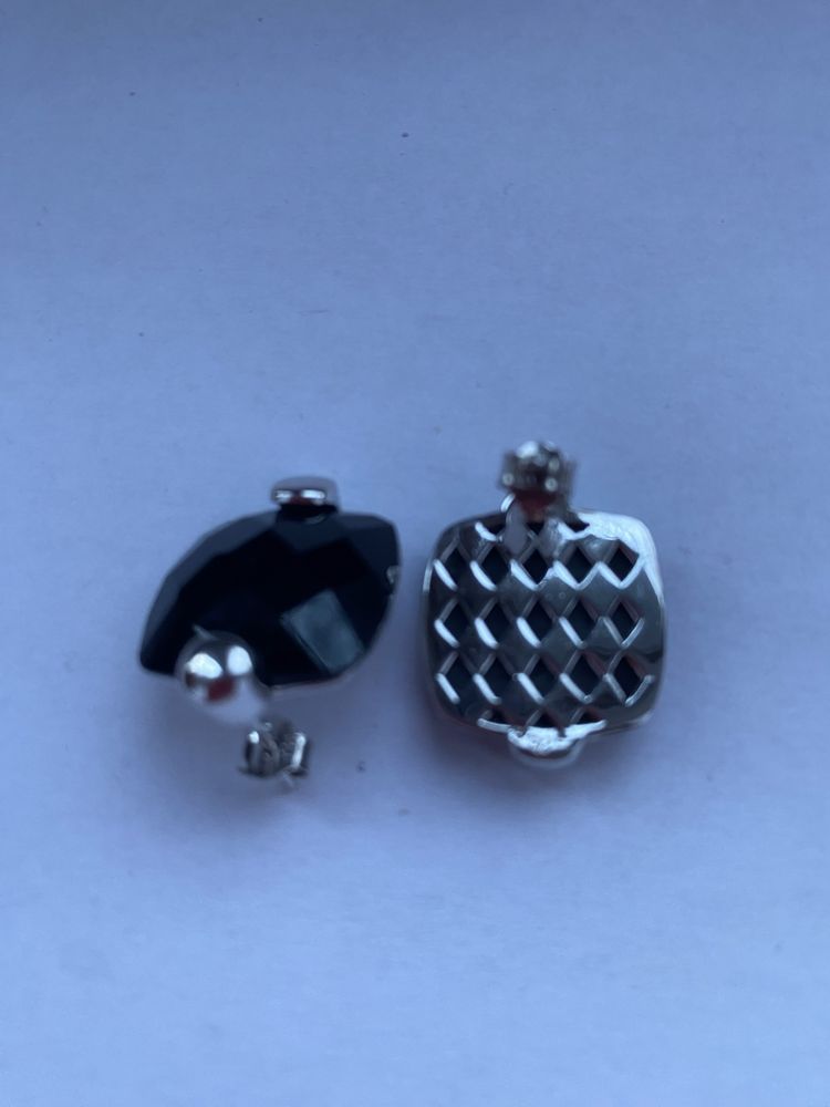 Cercei pătrați argint Sterling Silver cu onix fațetat 8 grame din 2007