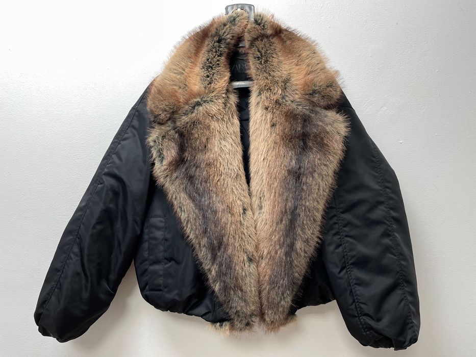 ZARA размер S дамско яке с косъм черно и кафяво