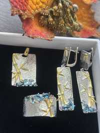 Set argint aurit 925 cu pietre semipretioase-topaz
