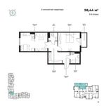 2 комнатная 58.4м2 7 этаж ПОДключ в ЖК ASSALOM HAVO ор- Кадешева 4 ст