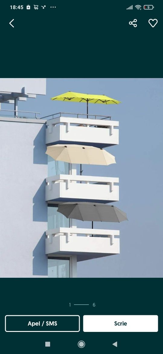 Umbrela dreptunghiulara ideala pentru balcon sau terasa