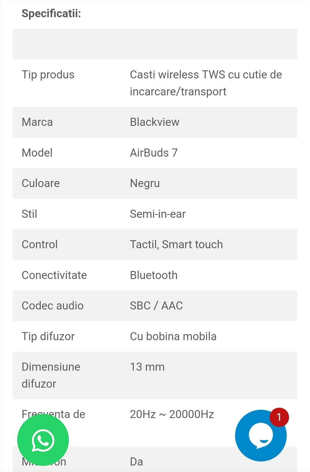 Căști BLACKVIEW Wireless Stereo AirBuds 8