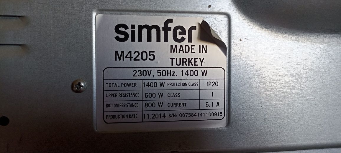 Духовка SIMFER турция!