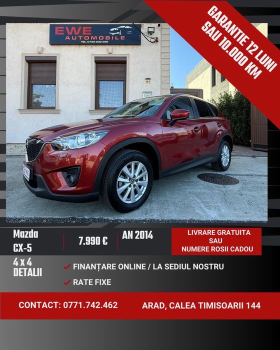 Mazda cx5 4x4 Rate Fixe Garantie 12 Luni Livrare Gratuita Euro6