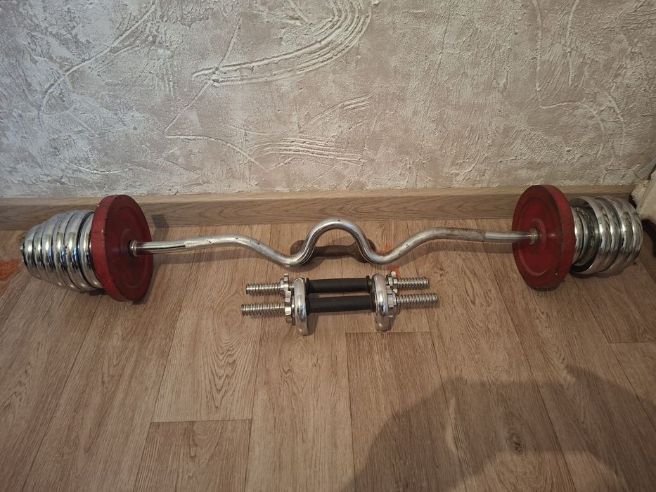 Штанга, гантели, спортивное снаряжение