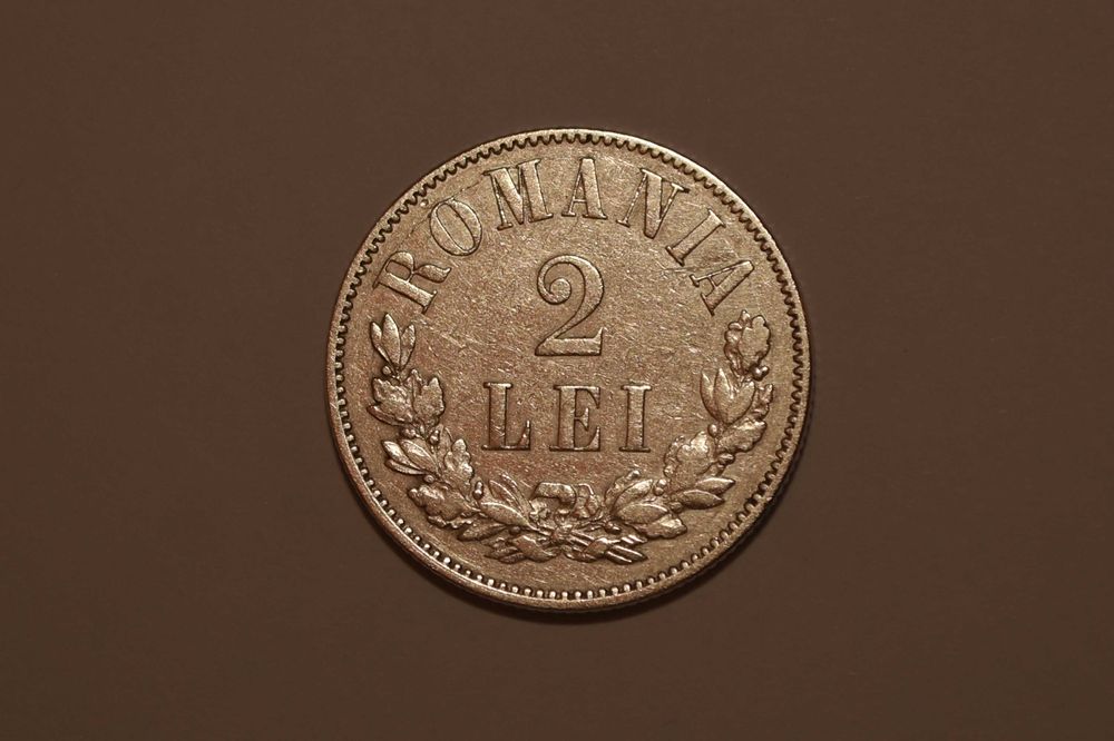 2 Lei 1873. Monedă argint, Carol I, rară