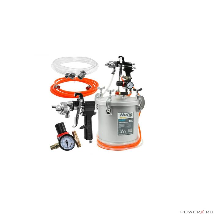 Pistol de vopsit pneumatic cu vas sub presiune separat de 10 litri,