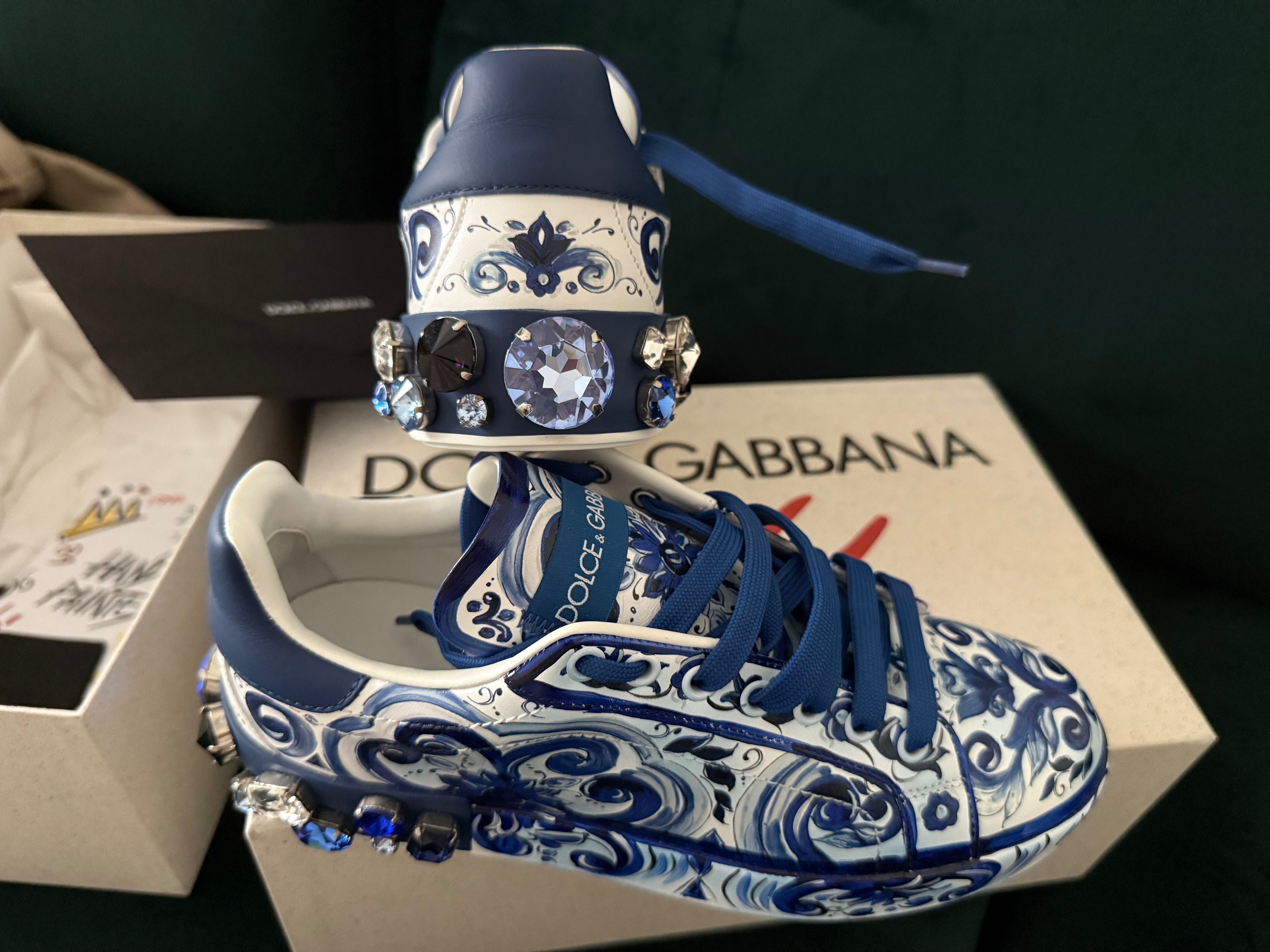 Dolce & Gabbana Portofino Majolica-print leather sneakers