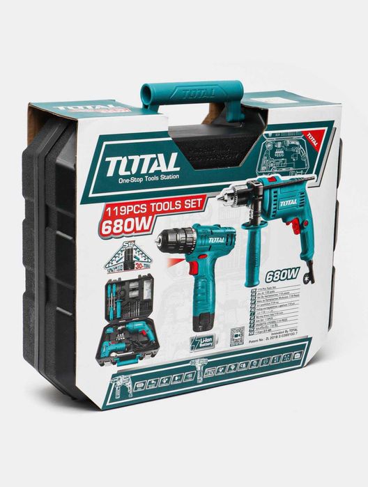 Набор инструментов с дрелью TOTAL THKTHR1192 | 12 В + 680 Вт