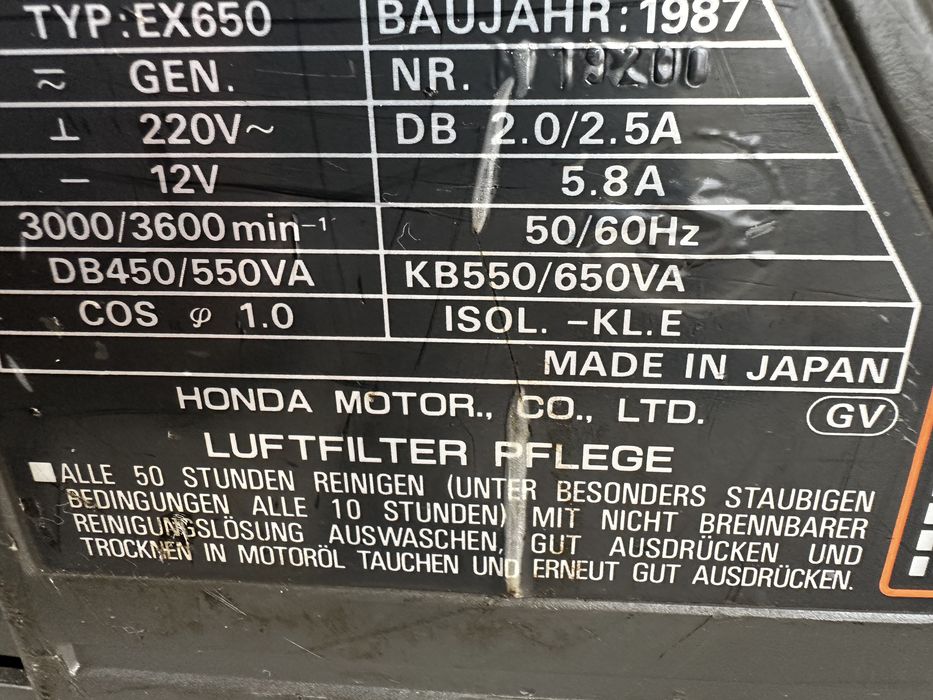 Generator Honda rulote