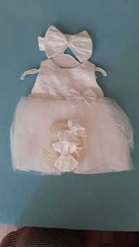 Бебешка тюлена рокля с обувчици, 0-3 месеца