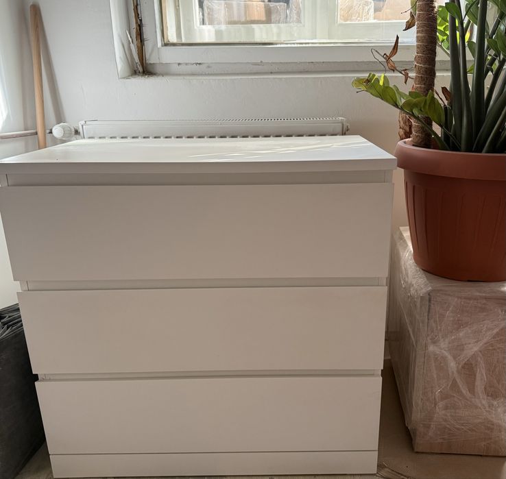 Comodă 3 sertare, alb