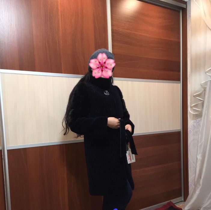 Мутоновая шуба с норковой вставкой