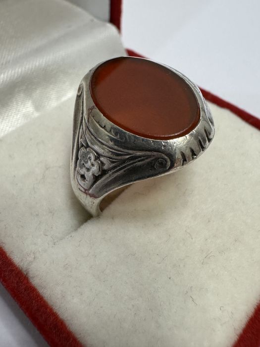 Inel (ghiul) vechi, argint 830 cu piatra carneol. Vintage