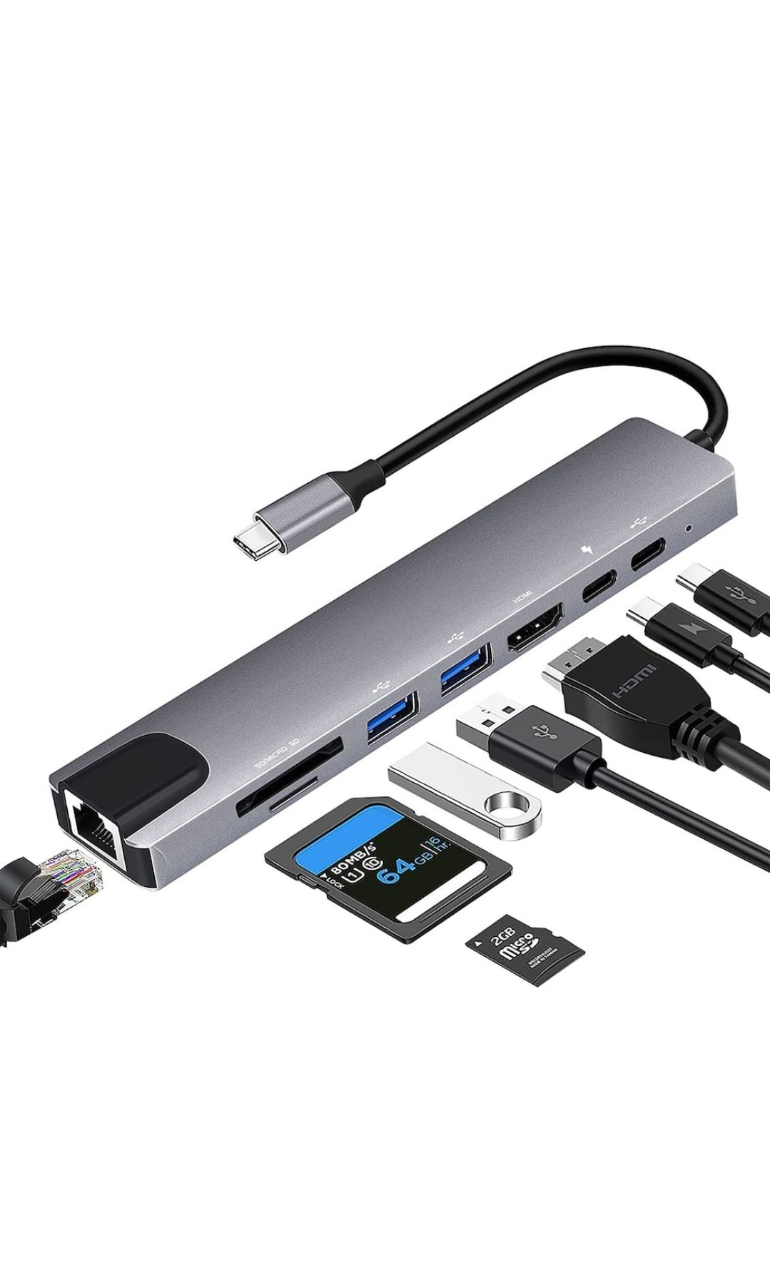 Hub Adaptor Multiport 8 in 1 USB-C 3.1