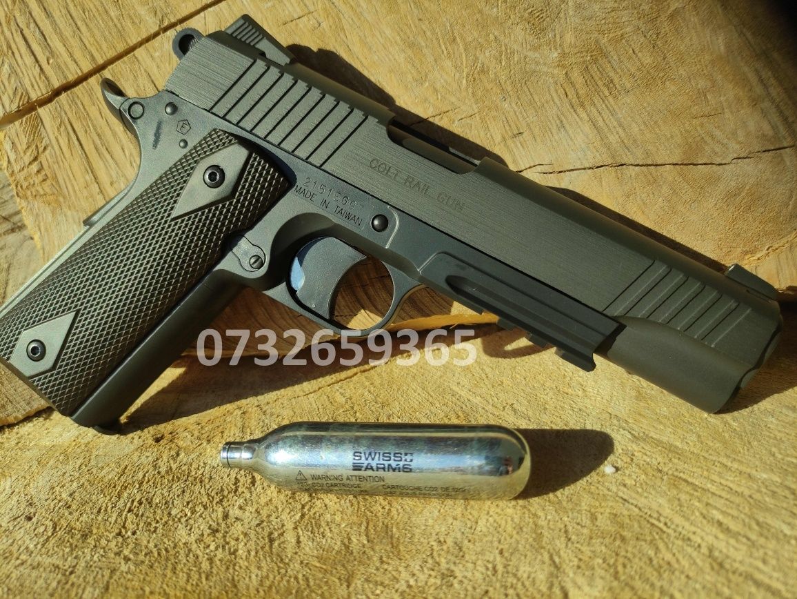 Promotie Colt 1911 FullMetal CO2 PistolAirsoft original +cadouCO2+bile