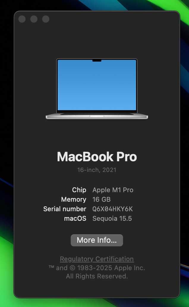 MacBook Pro 16" (2021) M1 Pro 512 GB