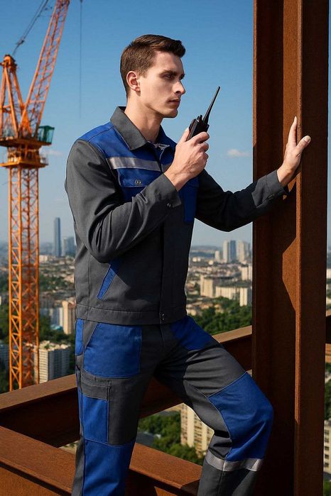 Китель с брюками / 46-50-54/ Темно серый- синий / Х/б