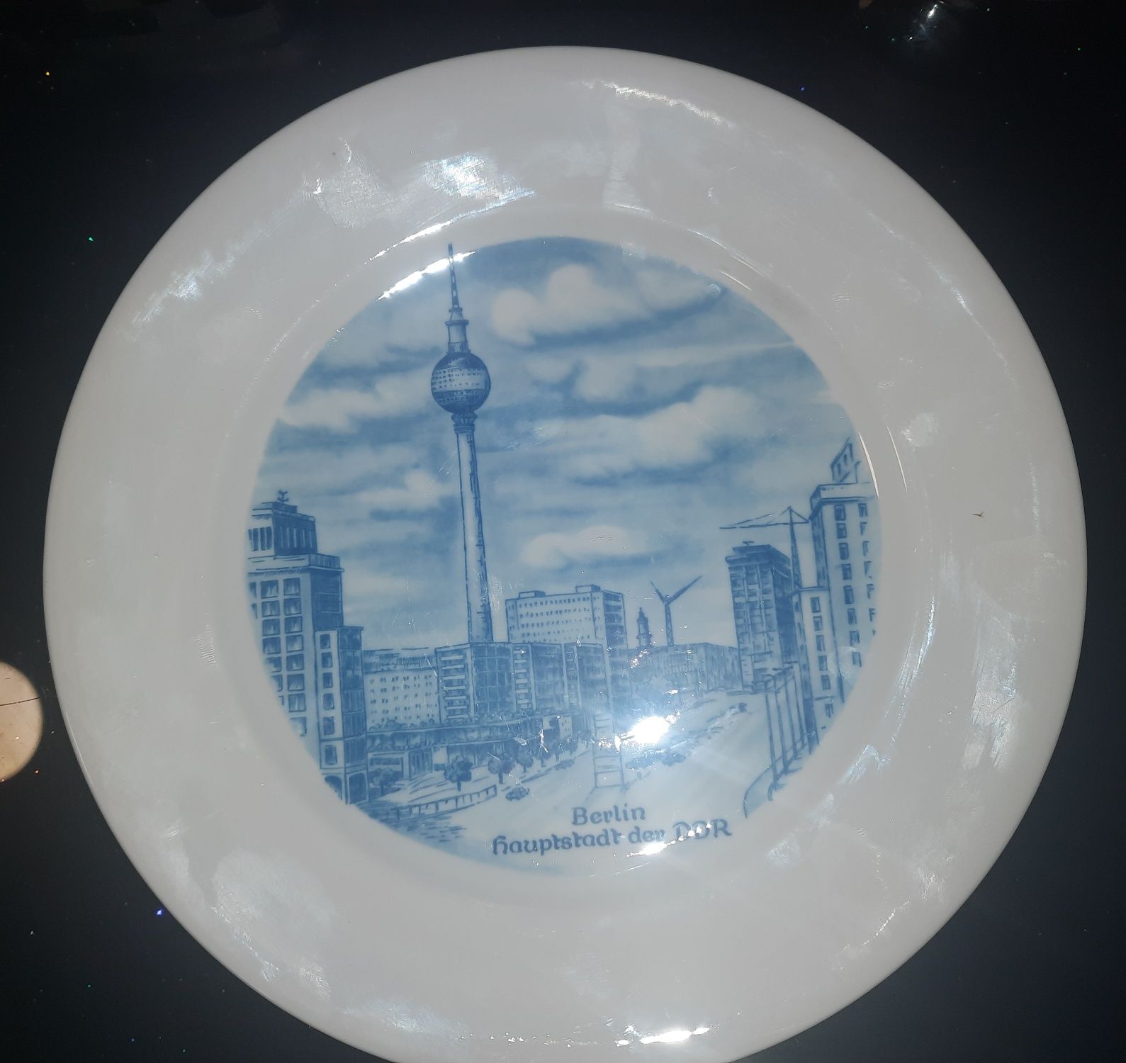 Колекционерска чиния от ГДР Berlin Edit Weimar Kobalt