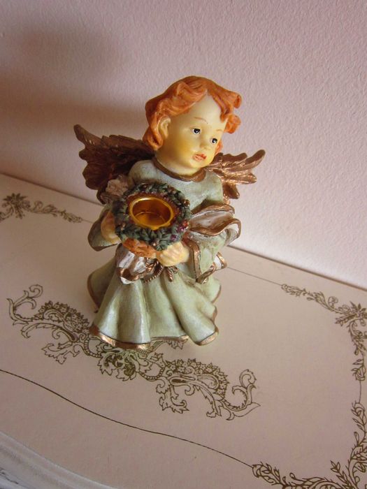 cadou rar Craciun Inger superb cu rochie Verde colectie Germania 1980