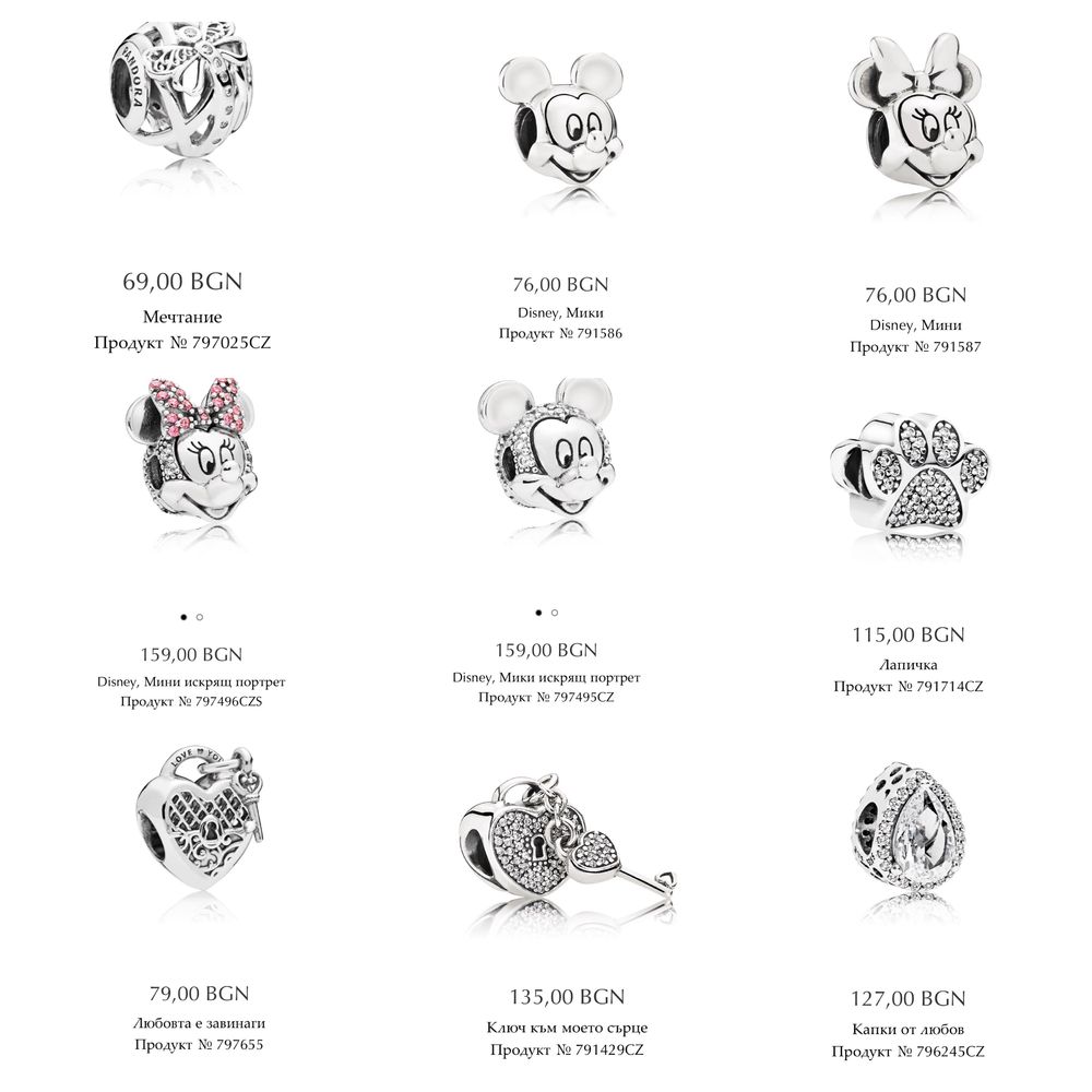 Талисмани Пандора гривни Pandora charms