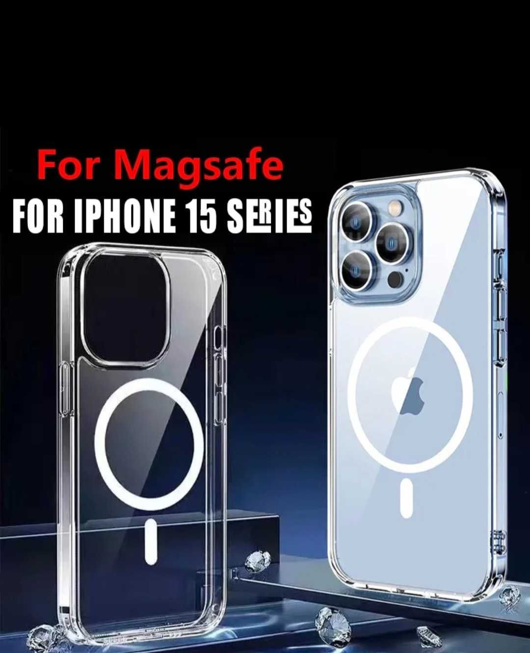 Husa transparenta MagSafe iPhone 15 Pro , 15 Plus