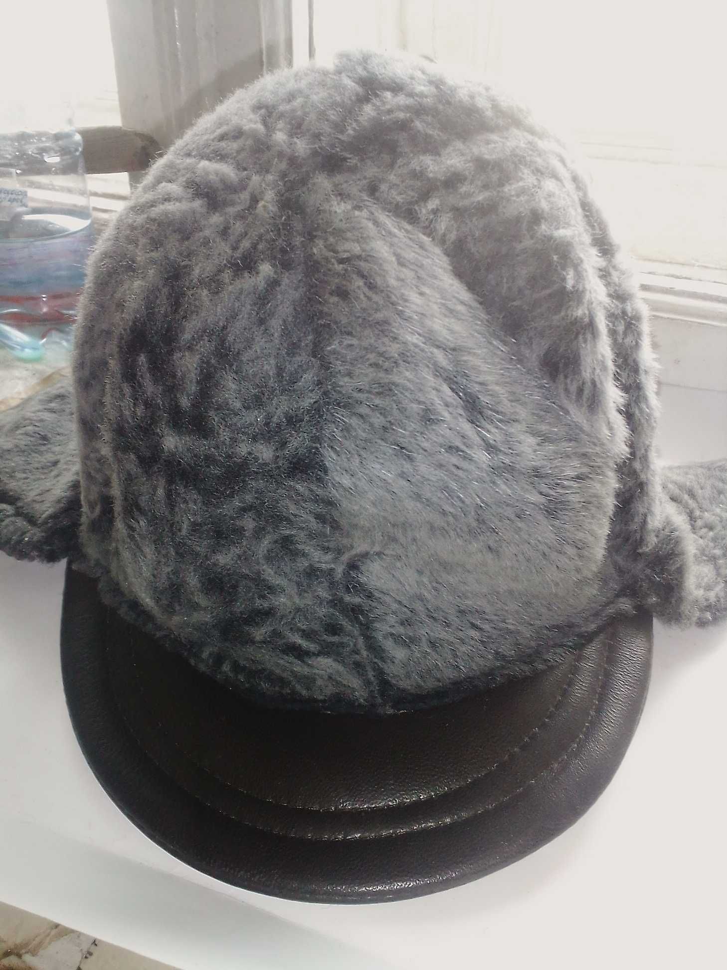 Детская зимняя кожаная шапка брендовая Hasko