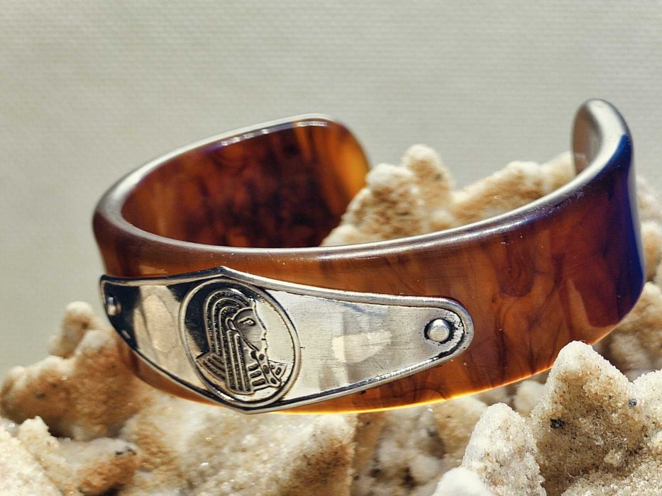 Brățară vintage bakelită + argint 800