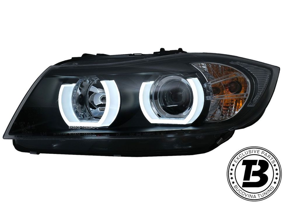 Faruri LED Angel Eyes compatibile cu BMW Seria 3 E90 3D U LED Design