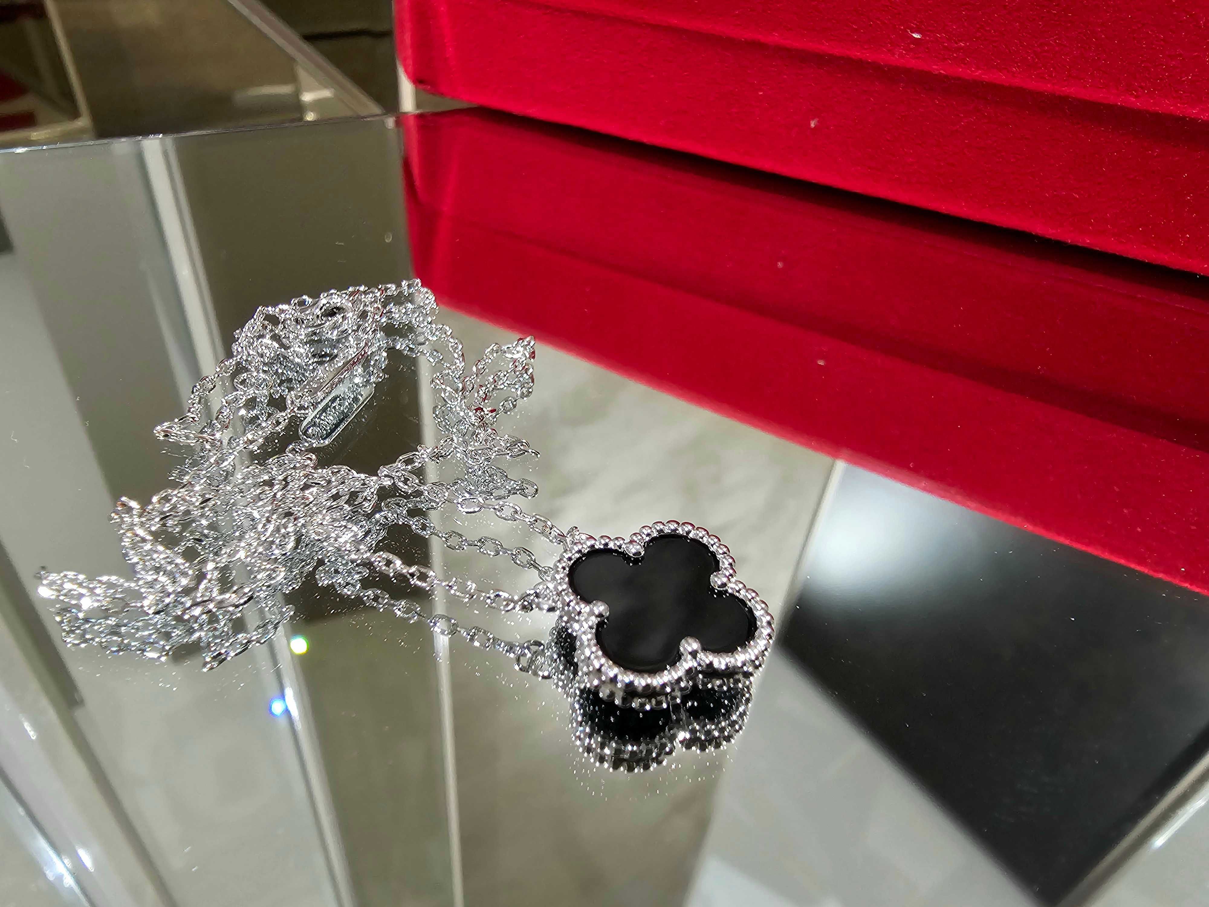 Van Cleef & Arpels VCA Silver Black Onyx Alhambra Дамско Колие