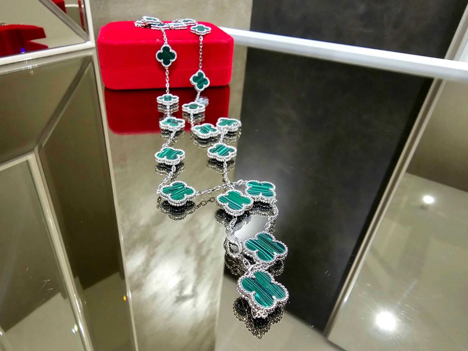 Van Cleef & Arpels VCA Silver Green 20 Motifs Alhambra Дамско Колие