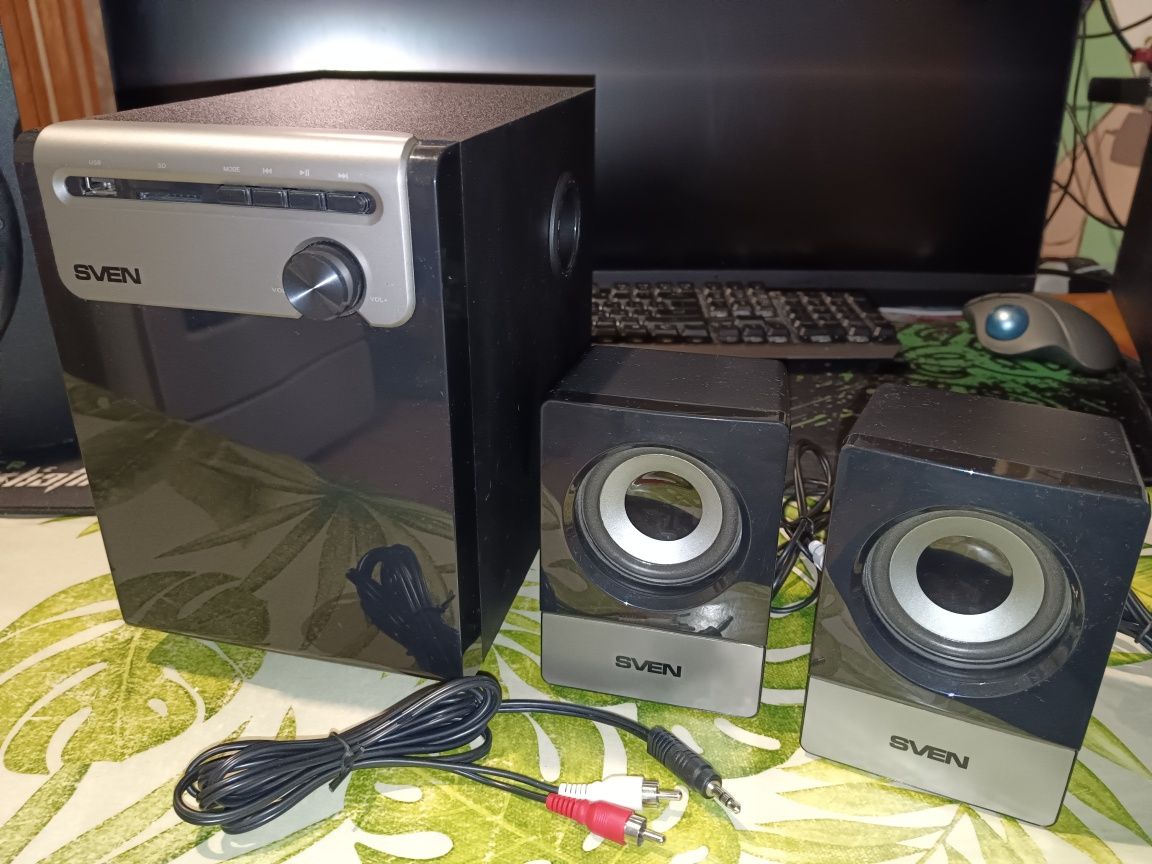 Sven MS-110 колонки USB акустика 2.1 динамики сабвуфер