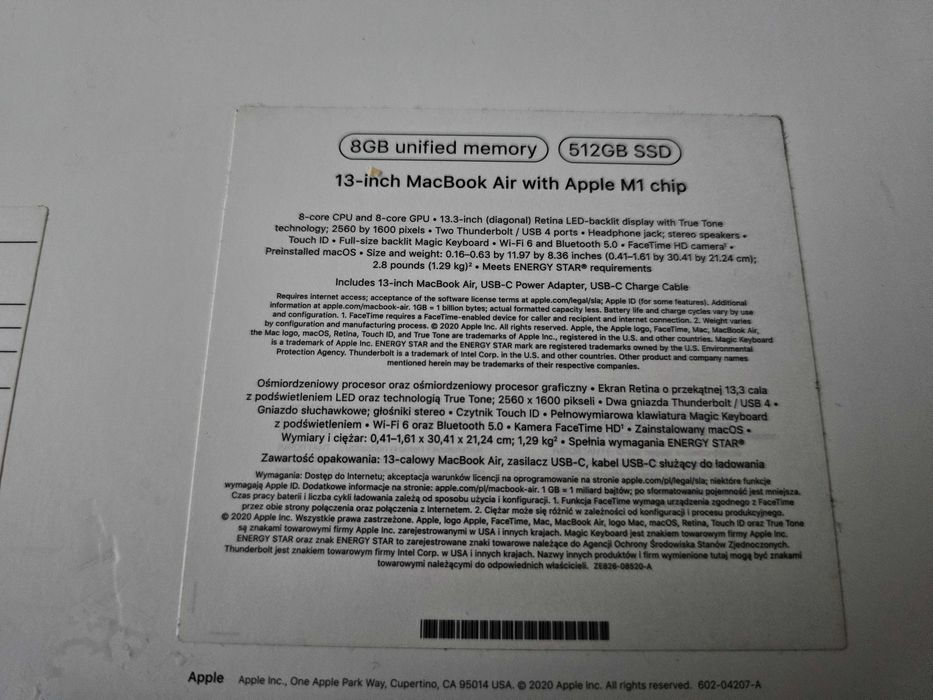 Apple Macbook Air M1 2020