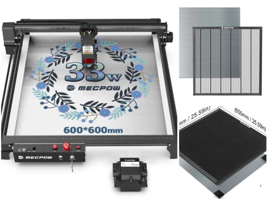 Laser Mecpow x5Pro, 33W, 600x600mm + Pompa aer inclusa + Fagure -NOU