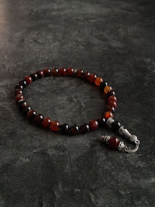 Премиальные чётки(тасбих) ручной работы из сердолика — 33 бусины