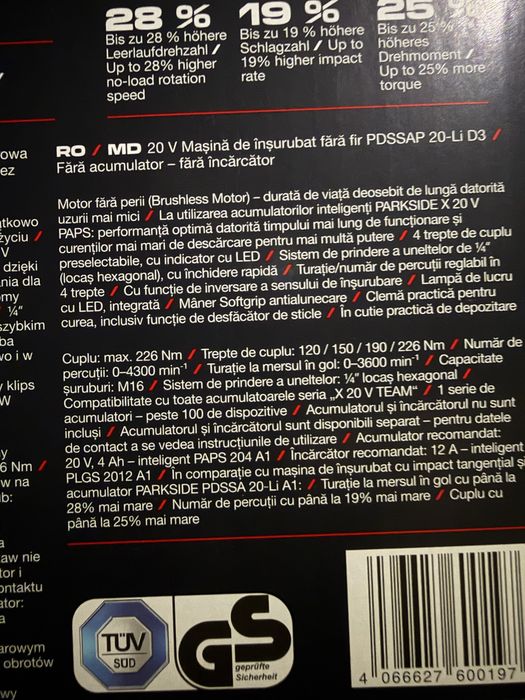 Bormasina cu impact Parkside Performance, noua cu garantie