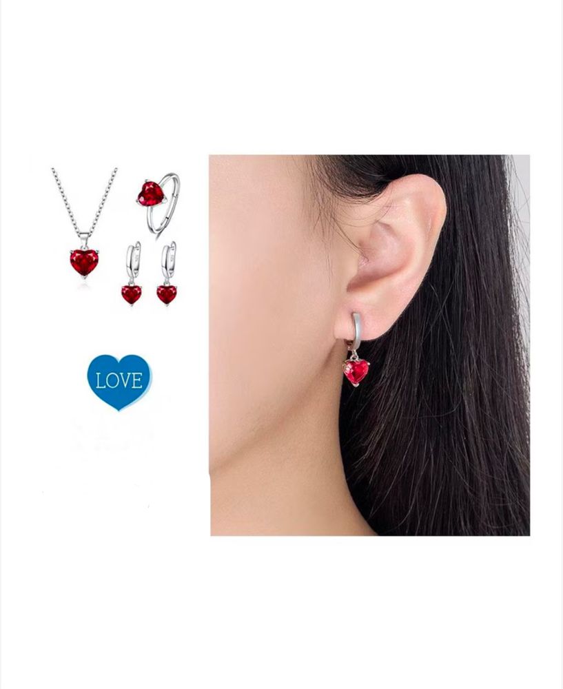 Set bijuterii femei, colier si cercei si inel, S925 argint,