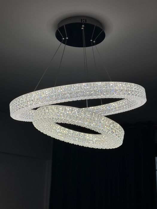 Lustra suspensie LED Metis, 40W + 24 W, efect de cristal, modern