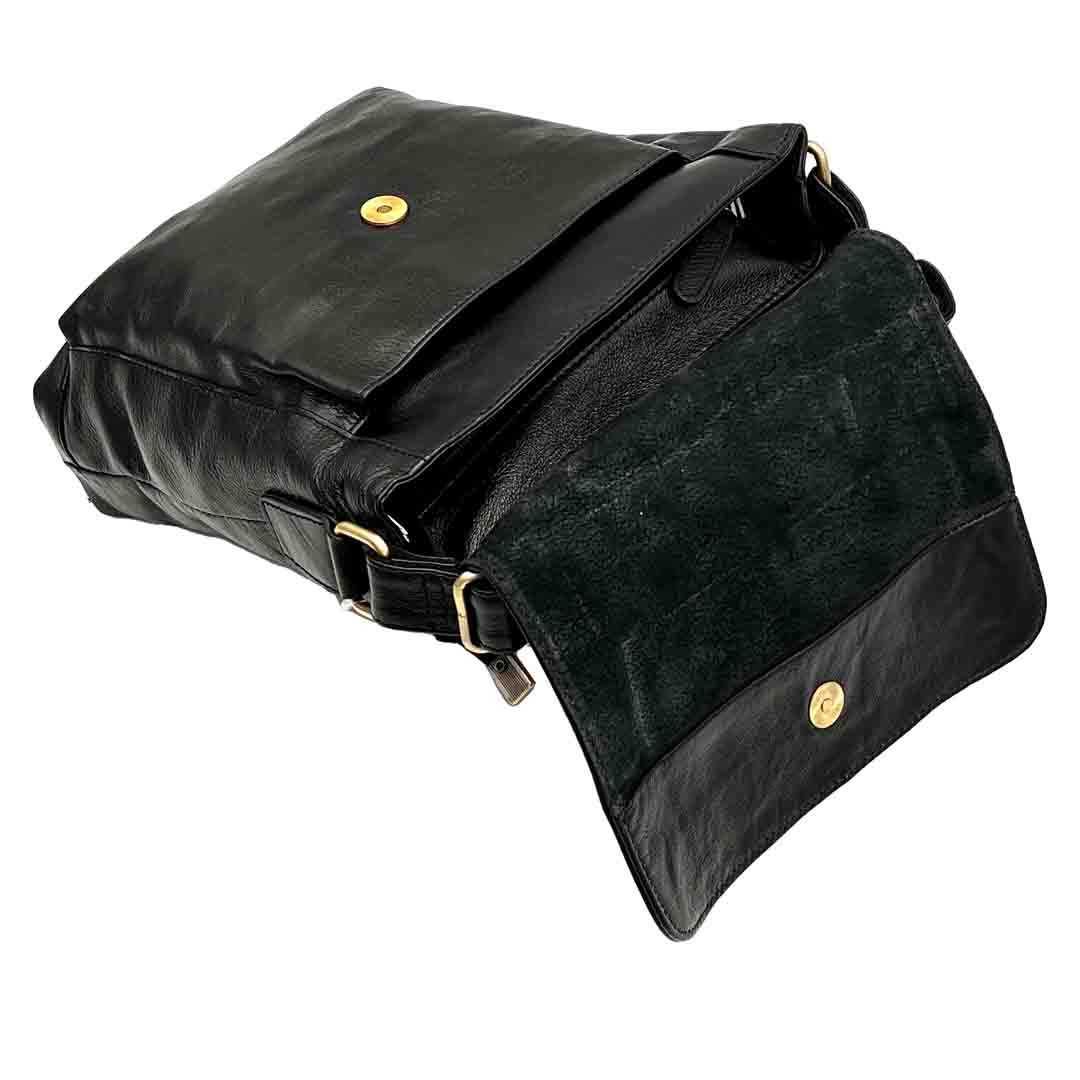 Borseta Barbati Din Piele Naturala: Negru - 27cmx24cm X 9