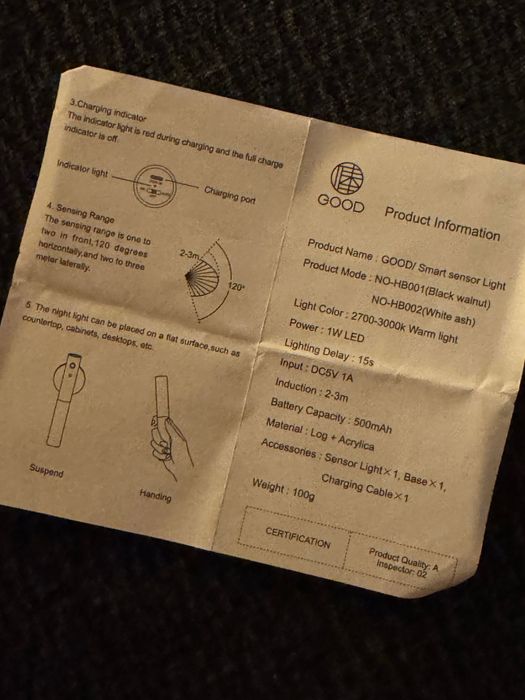 GOOD Smart Sensor Light magnetic senzor lumina noapte