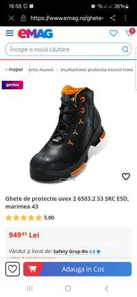 Ghete (pantofi) de protectie uvex 2 6503.2 S3 SRC ESD