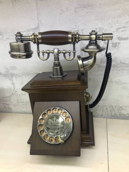 Телефон из массива дерева с вращающимся циферблатом, телефон, старинны