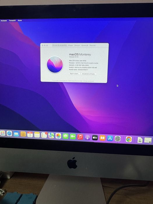 Imac 2015 21.5 inch i5, 8gb ram, 240 ssd