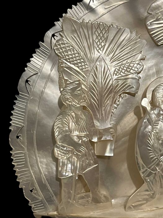 icoana tablou sculptura diorama placheta sidef art bieder rococo