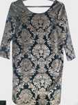 Rochie catifea brocard, negru cu auriu