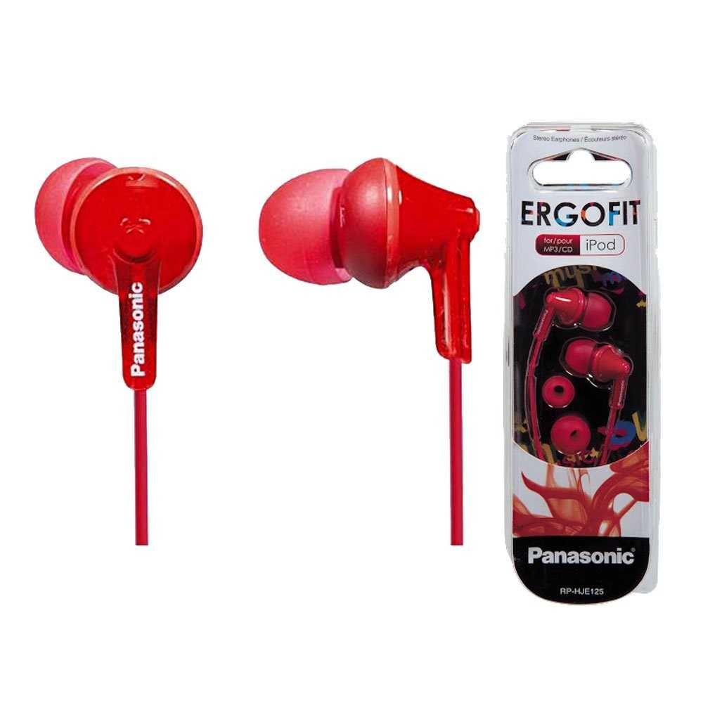 Слушалки с микрофон тапи Panasonic RP-HJE125 - ErgoFit, червени