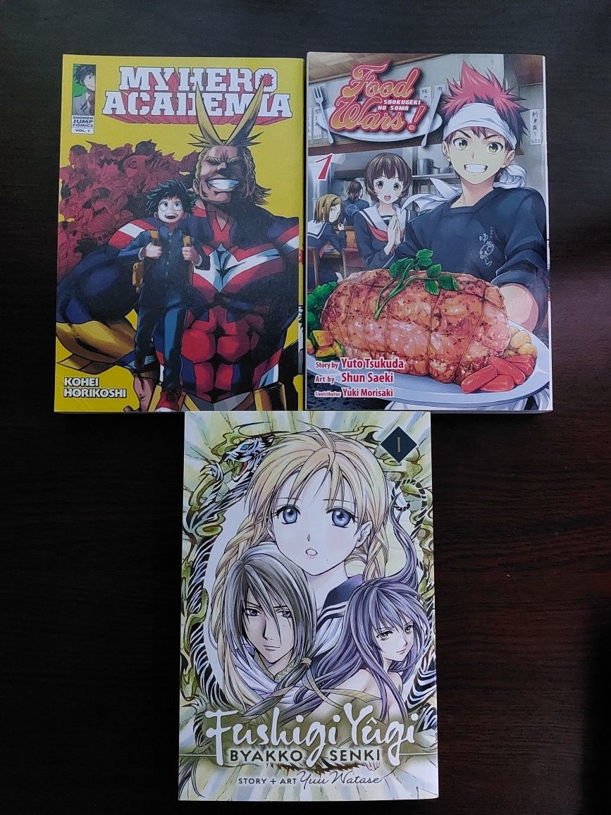 my hero academia, food wars, fushigi yûgi Manga