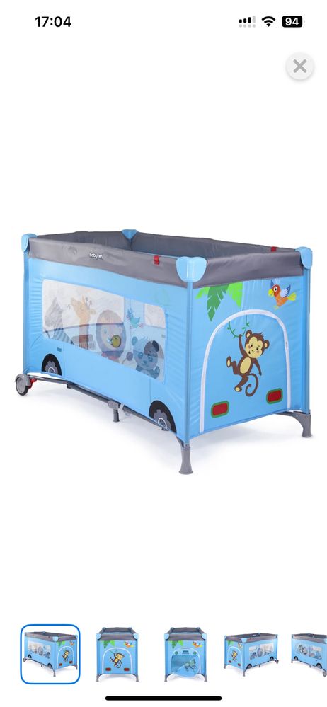 Кровать-манеж Babyton Blue bus G120