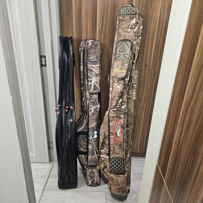 Калъфи за риболовни пръчки и принадлежности.