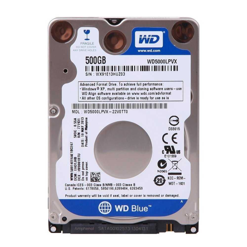 Твърд диск 500GB WD Blue 2.5 5400rpm SATA3 (WD5000LPVX)